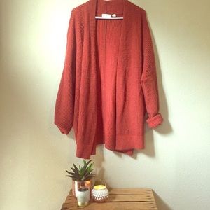 Dark Orange/Red Anthropologie Knit Cardigan